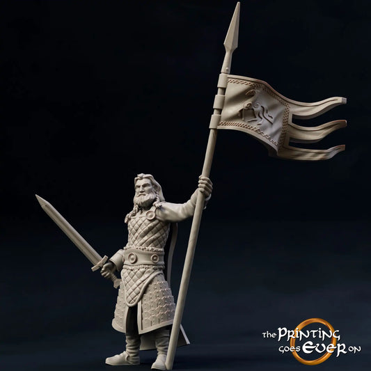 Produktfoto mittelalterliche historische Figur 75mm Scale The Printing Goes Ever On (TPGEO)  0: Mittelalterliche Figuren Banner Träger - 75mm Modelle - Königliche Familie