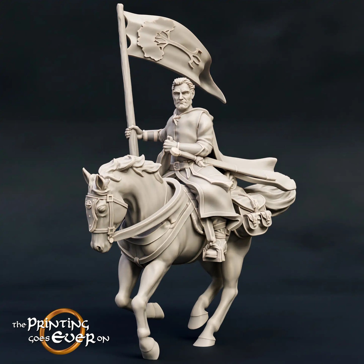 Produktfoto mittelalterliche historische Figur 75mm Scale The Printing Goes Ever On (TPGEO)  0: Mittelalterliche Ritter Figuren Ranger Reiter Standarte - 75mm Modelle - Waldläufer des Nordens
