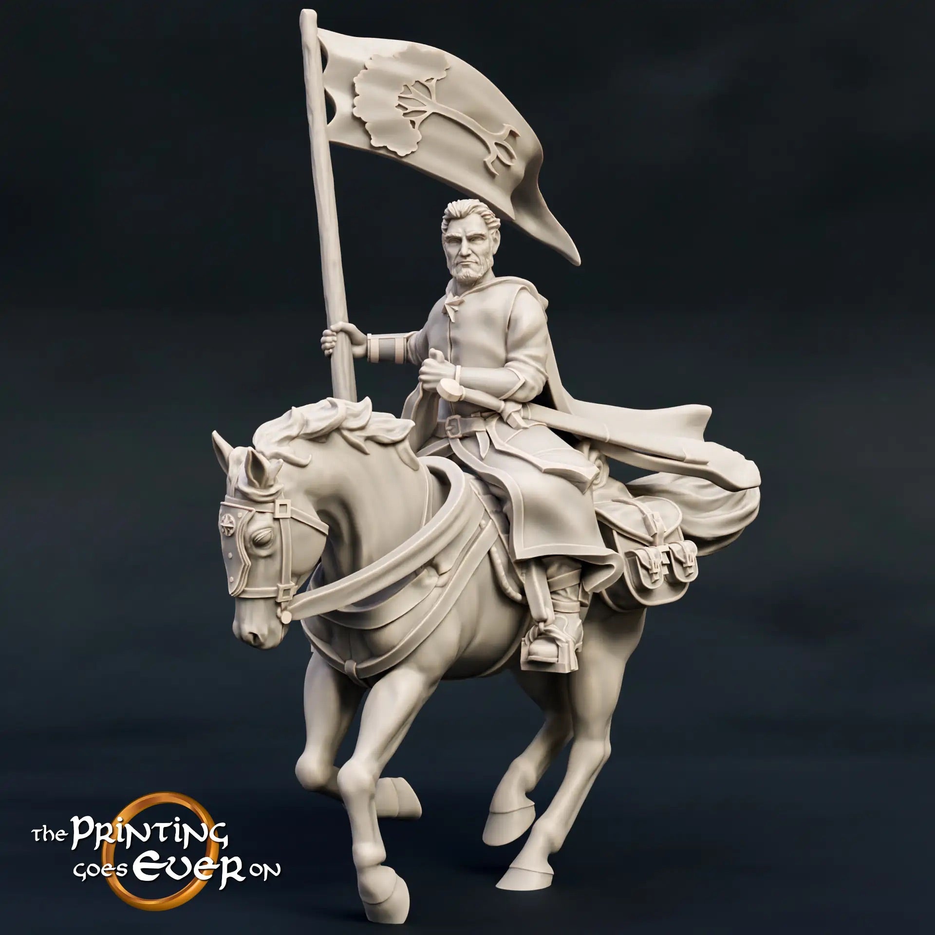 Produktfoto mittelalterliche historische Figur 75mm Scale The Printing Goes Ever On (TPGEO)  0: Mittelalterliche Ritter Figuren Ranger Reiter Standarte - 75mm Modelle - Waldläufer des Nordens