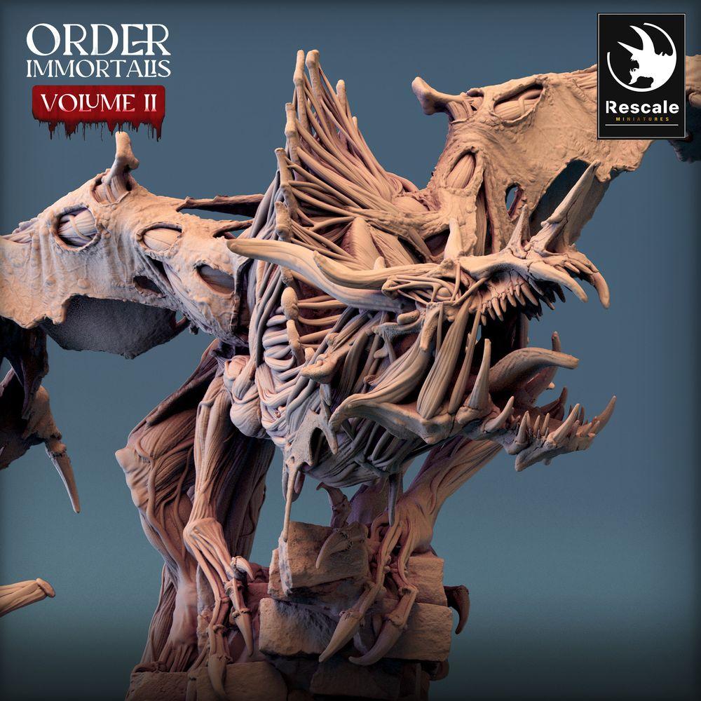 Produktfoto Tabletop 28mm Lord of the Print (LotP) 0: Tabletop Miniatur: Untoter Drache auf Ruinen-Base, Knochenwyrm Bone Dragon, Boss-Monster - Immortalis Dragon Guard (24_02_D2)