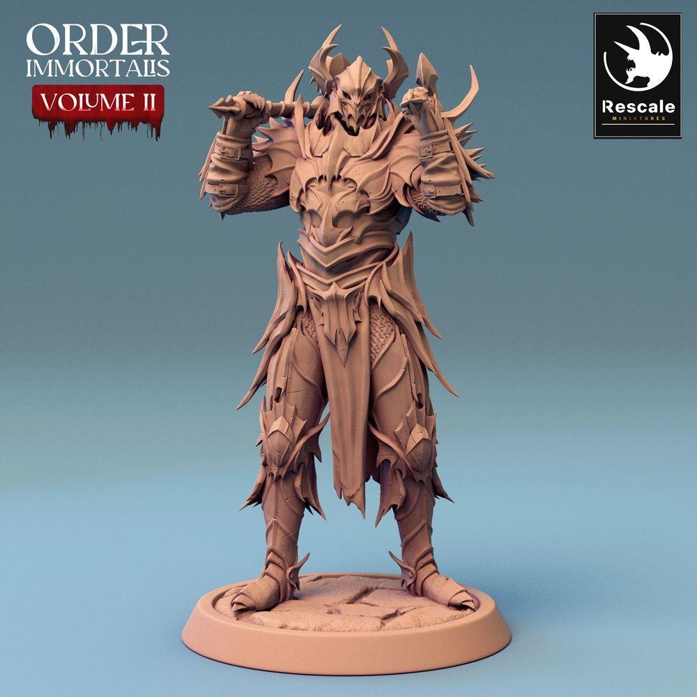 Produktfoto Tabletop 28mm Lord of the Print (LotP) 0: Tabletop Miniatur: Dunkler Ritter, Todesritter mit Zweihandhammer, verfluchter Paladin - Boss-Charakter, Elite-Krieger - Draven Evernight (24_02_G9)