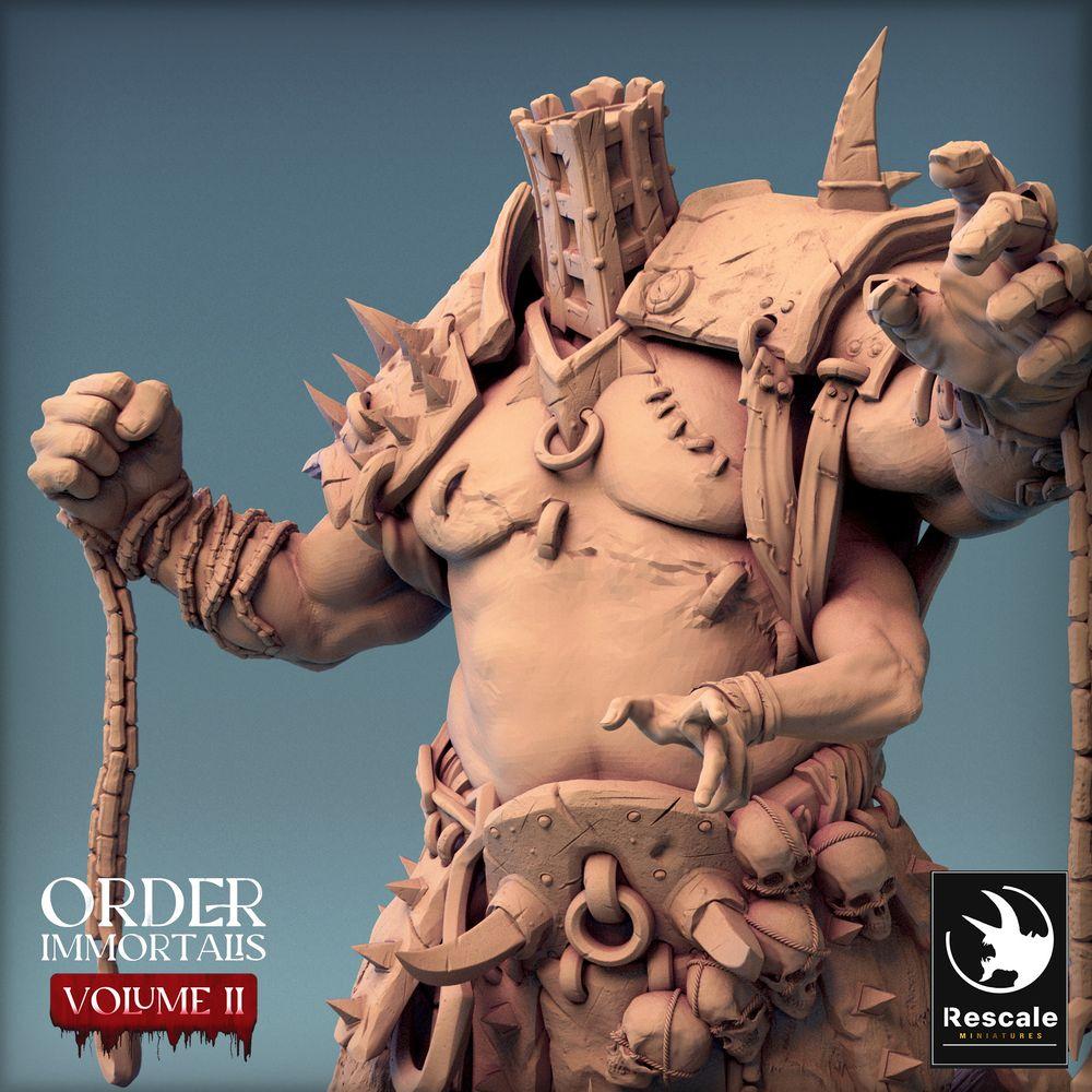 Produktfoto Tabletop 28mm Lord of the Print (LotP) 0: Tabletop Miniatur: Oger‑Kerkermeister mit Kettenhaken, Henker und Barbaren‑Warlord - Eradicus Fist (24_02_F2)