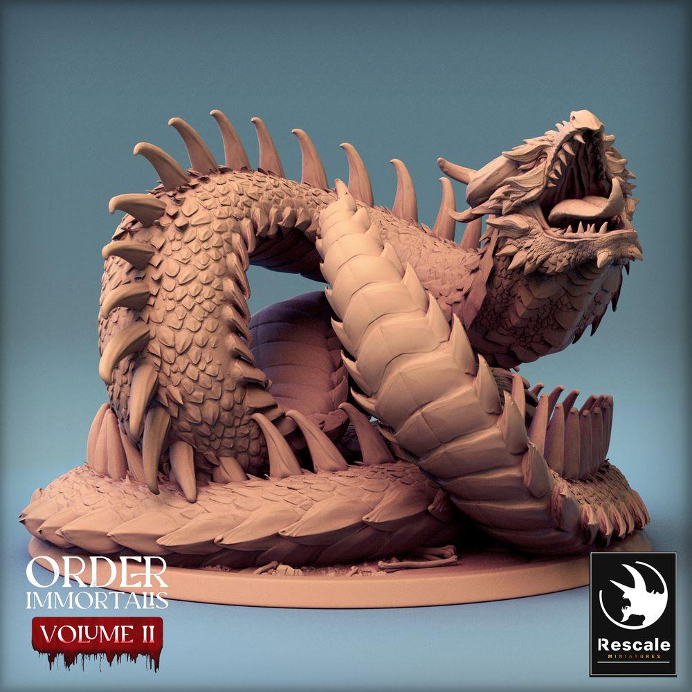 Produktfoto Tabletop 28mm Lord of the Print (LotP) 0: Tabletop Miniatur: Lindwurm Schlangendrache, monströser Wyrm, Drachenminiatur, Boss-Monster und Dungeon-Kreatur (24_02_E2)