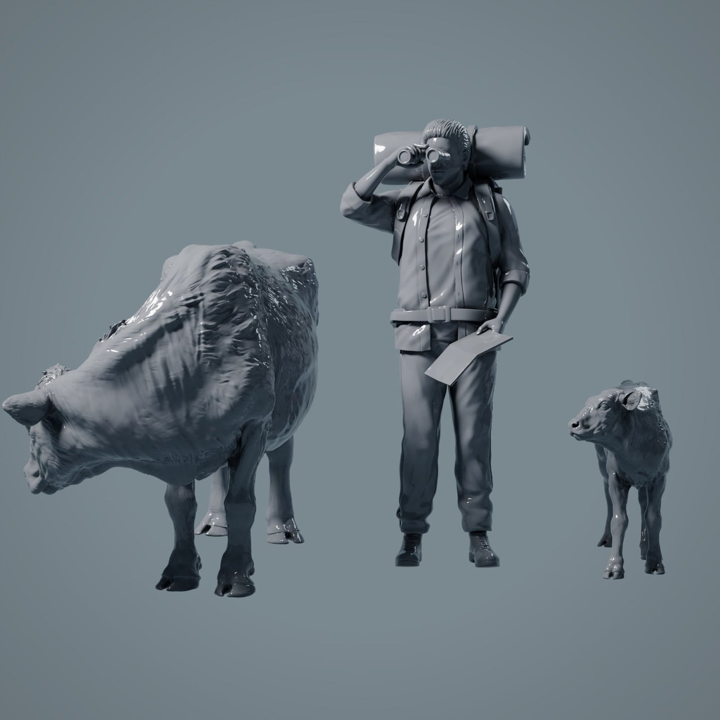 Farm Tier Figur: Kuh und Kalb 2 - Red Devon Cow (a032)