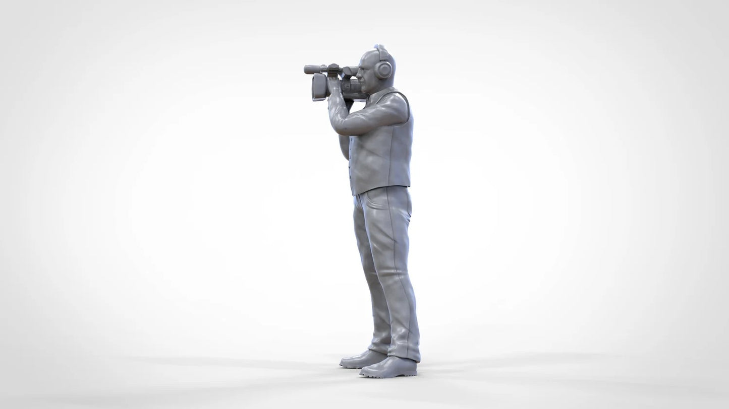 Produktfoto Diorama und Modellbau Miniatur Figur: Reporter Team - Kameramann mit Handkamera