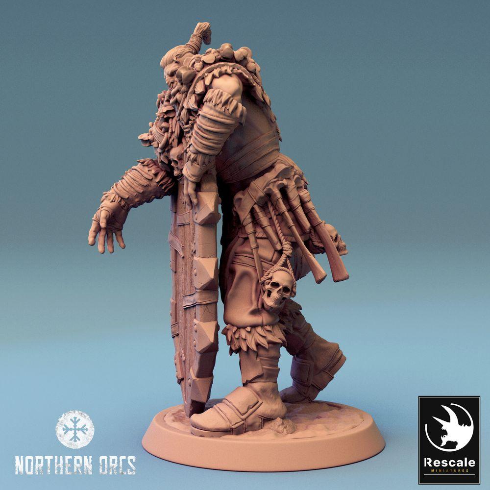 Produktfoto Tabletop 28mm Lord of the Print (LotP) 0: Tabletop Miniatur: Ork Schildwache mit Turmschild, Orc Guard, Schildkämpfer (24_04_F1)