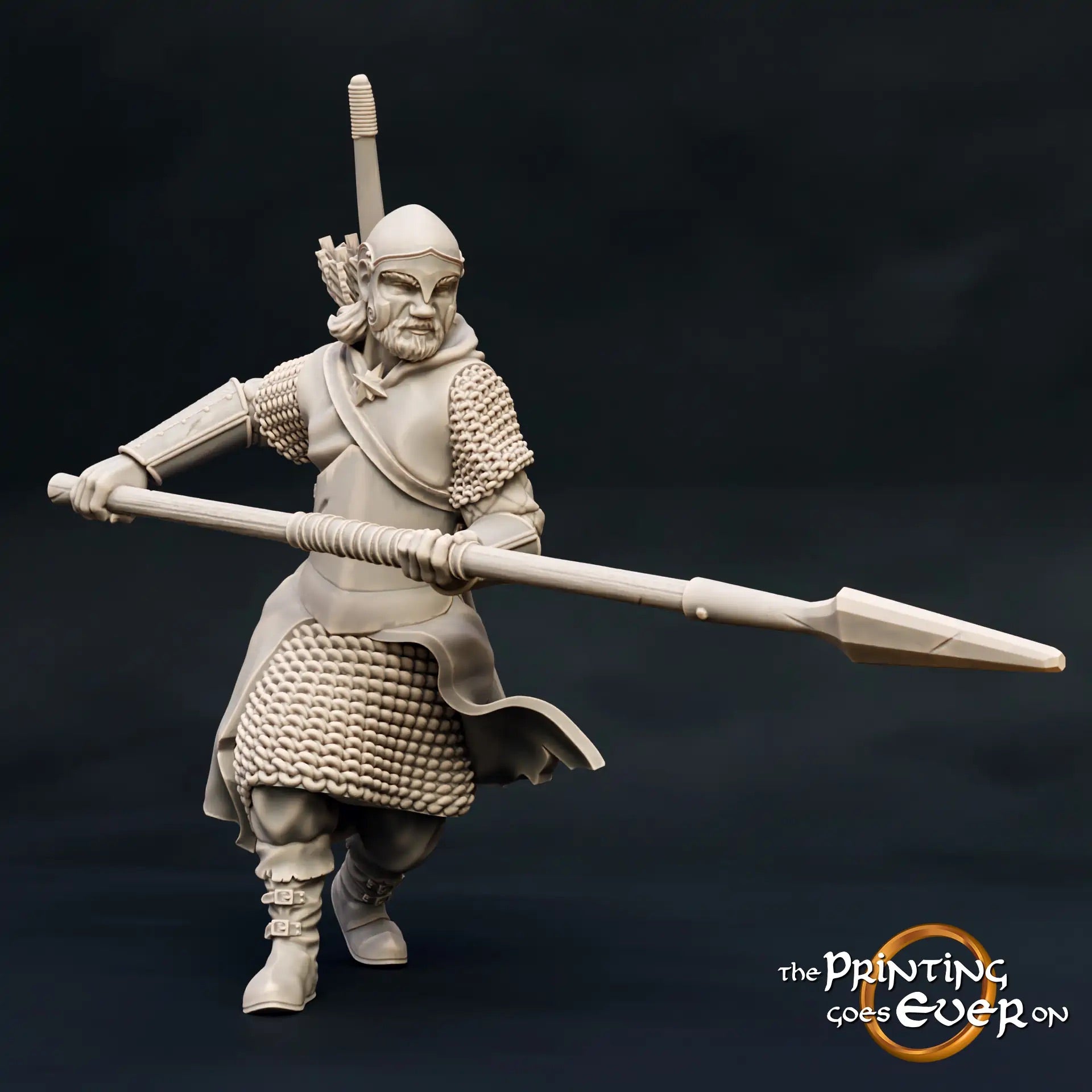 Produktfoto Tabletop 28mm The Printing Goes Ever On (TPGEO)  0: Krieger der Waldläufer: Ranger aus dem Waldland mit Schwert, Speer und Bogen