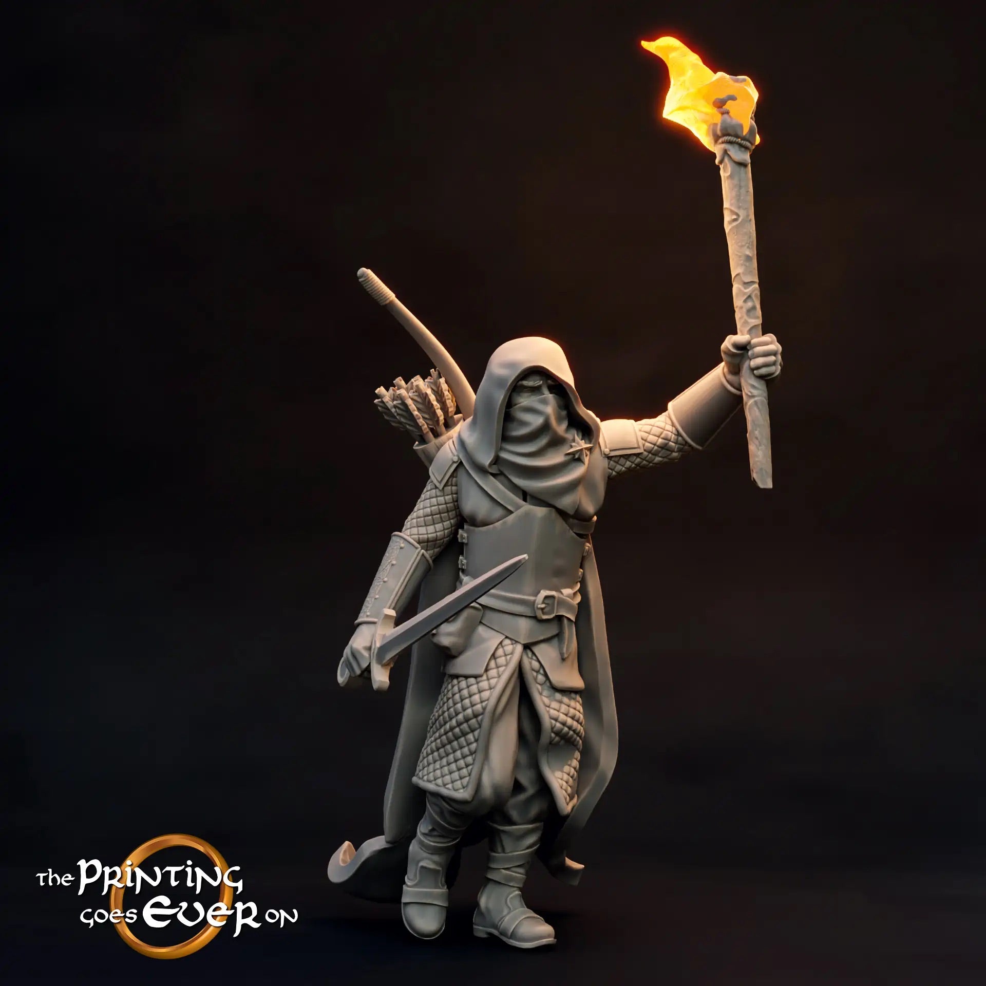 Produktfoto Tabletop 28mm The Printing Goes Ever On (TPGEO)  0: Krieger der Waldläufer: Ranger aus dem Waldland mit Schwert, Speer und Bogen