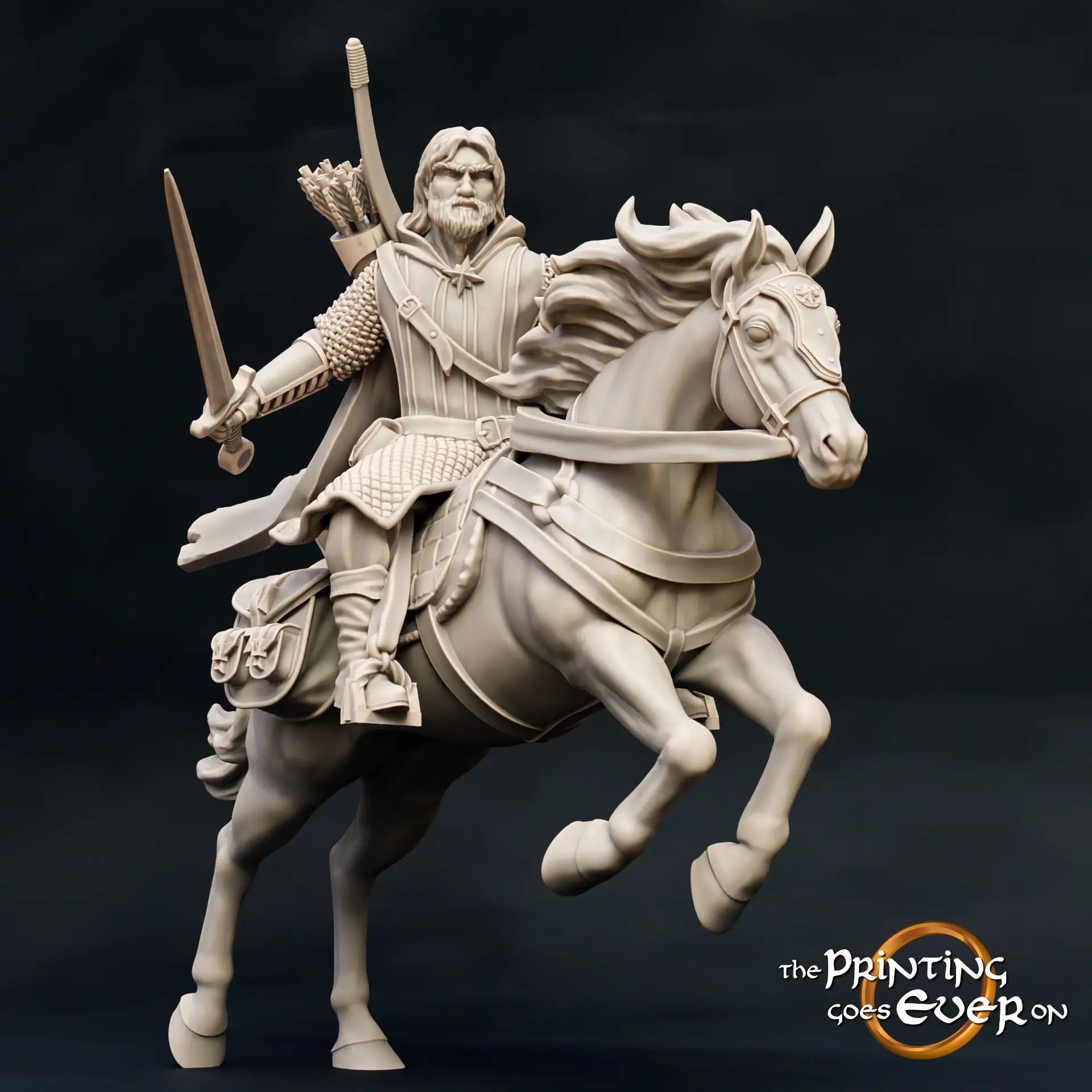Produktfoto mittelalterliche historische Figur 75mm Scale The Printing Goes Ever On (TPGEO)  0: Mittelalterliche Ritter Figuren Ranger Reiter Schwert - 75mm Modelle - Waldläufer des Nordens