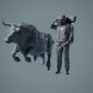 Farm Tier Figur: Bulle rasend- Red Devon Bull (a034)