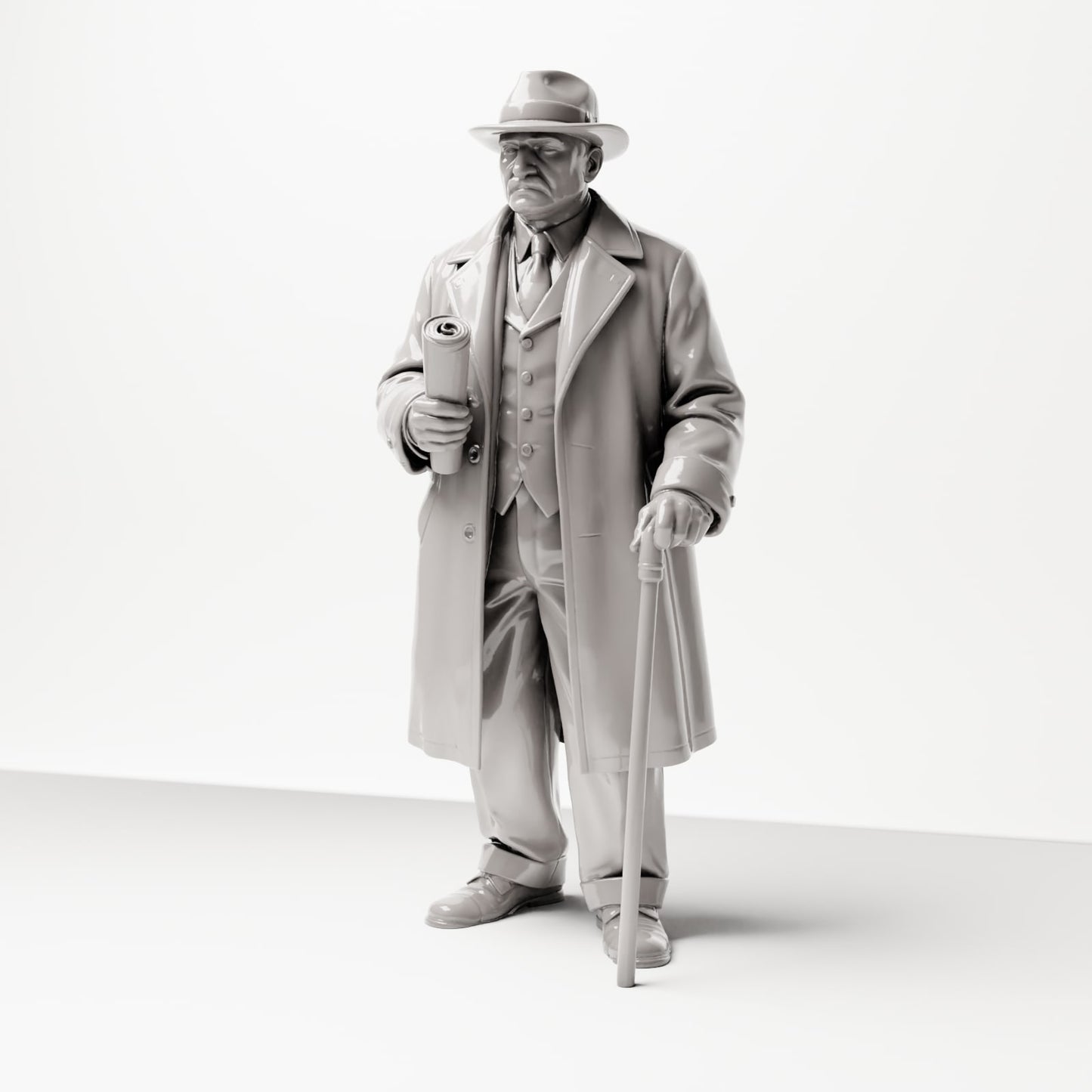 Diorama Modellbau Produktfoto 0: Historische Diorama Figur: Älterer Herr mit Zeitung und Gehstock (1920er-1930er) (sc06)