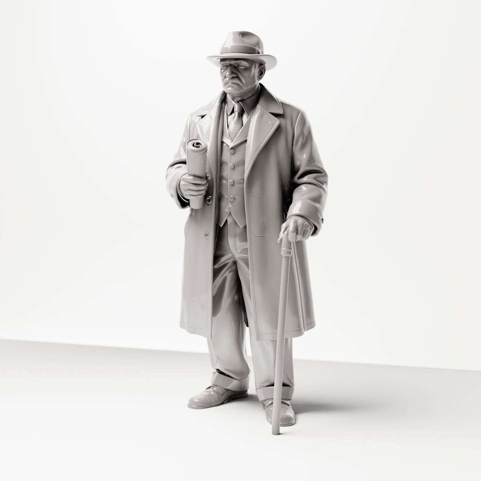 Diorama Modellbau Produktfoto 0: Historische Diorama Figur: Älterer Herr mit Zeitung und Gehstock (1920er-1930er) (sc06)