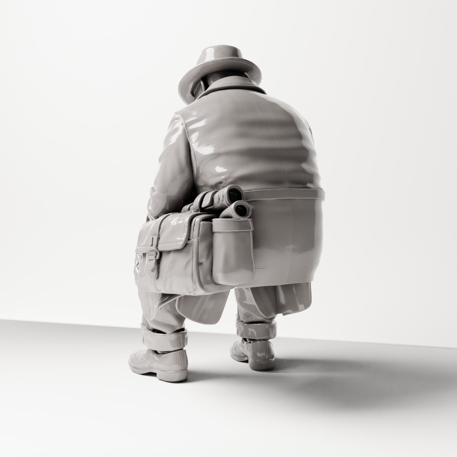 Diorama Modellbau Produktfoto 2: Sitzende Figur: Mann sitzend auf Bankkante, 1920er Reisender mit Zeitung und Umhängetasche (sc07)