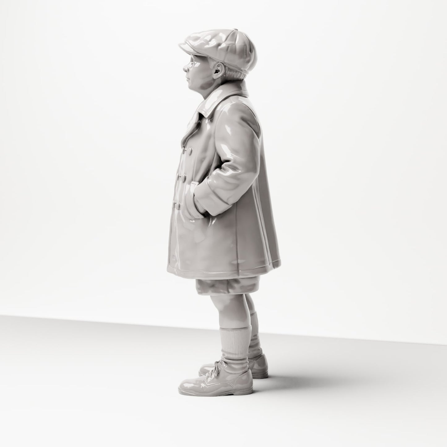 Diorama Modellbau Produktfoto 1: Historische Diorama Figur: Junger Wartender mit Schirmmütze und Mantel, Ende der 1920er (sc10)