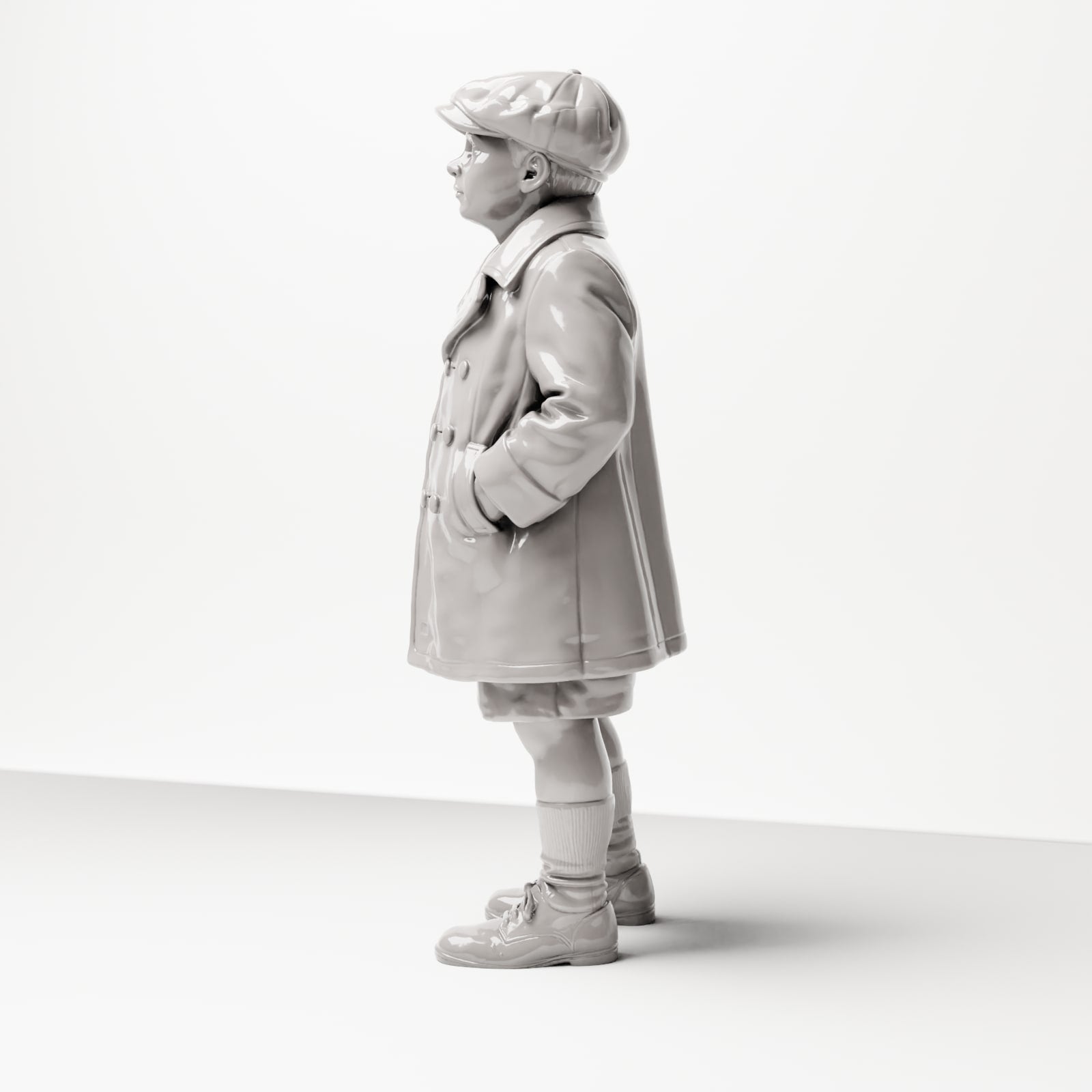 Diorama Modellbau Produktfoto 1: Historische Diorama Figur: Junger Wartender mit Schirmmütze und Mantel, Ende der 1920er (sc10)