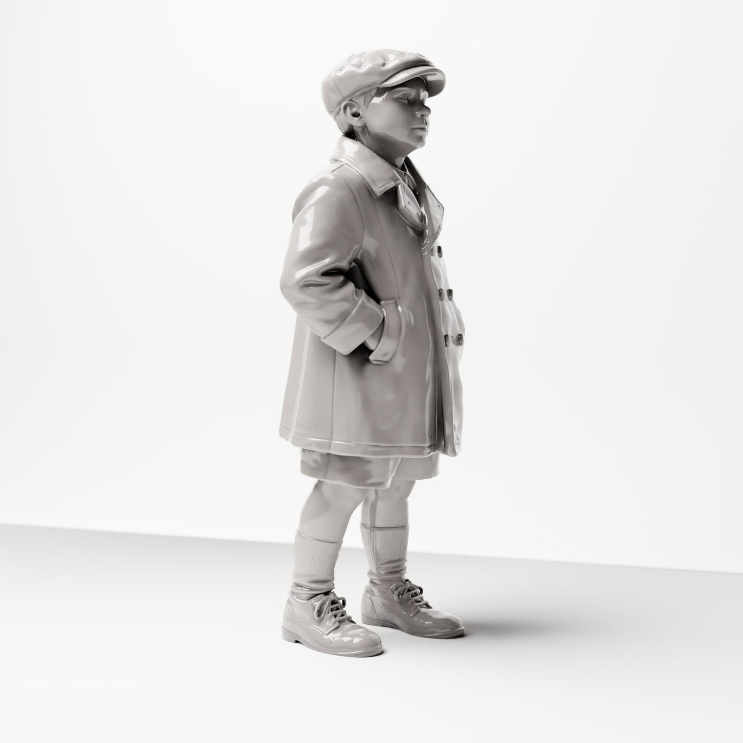Diorama Modellbau Produktfoto 4: Historische Diorama Figur: Junger Wartender mit Schirmmütze und Mantel, Ende der 1920er (sc10)