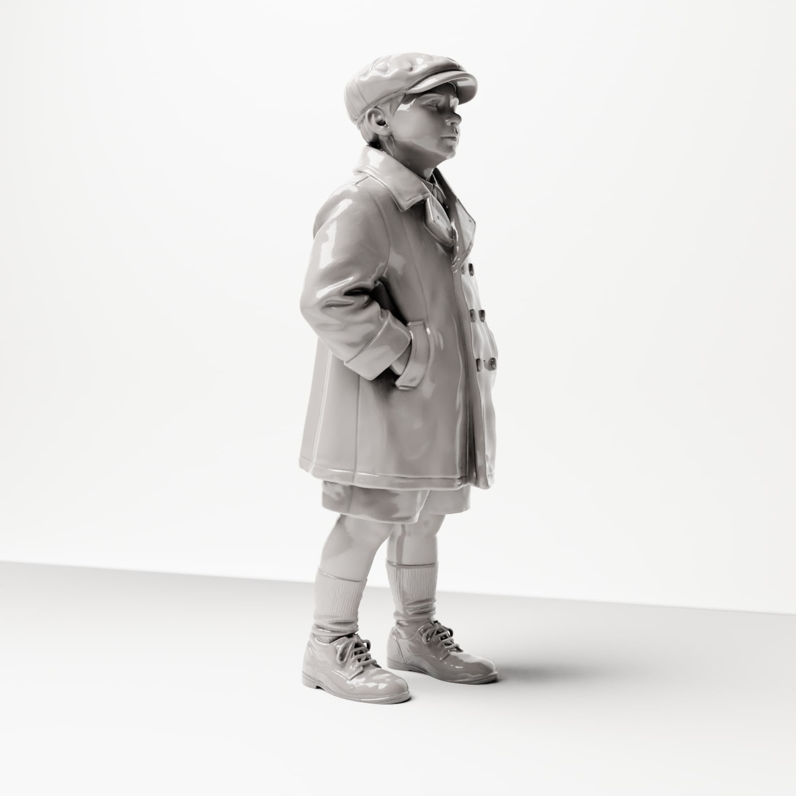 Diorama Modellbau Produktfoto 4: Historische Diorama Figur: Junger Wartender mit Schirmmütze und Mantel, Ende der 1920er (sc10)