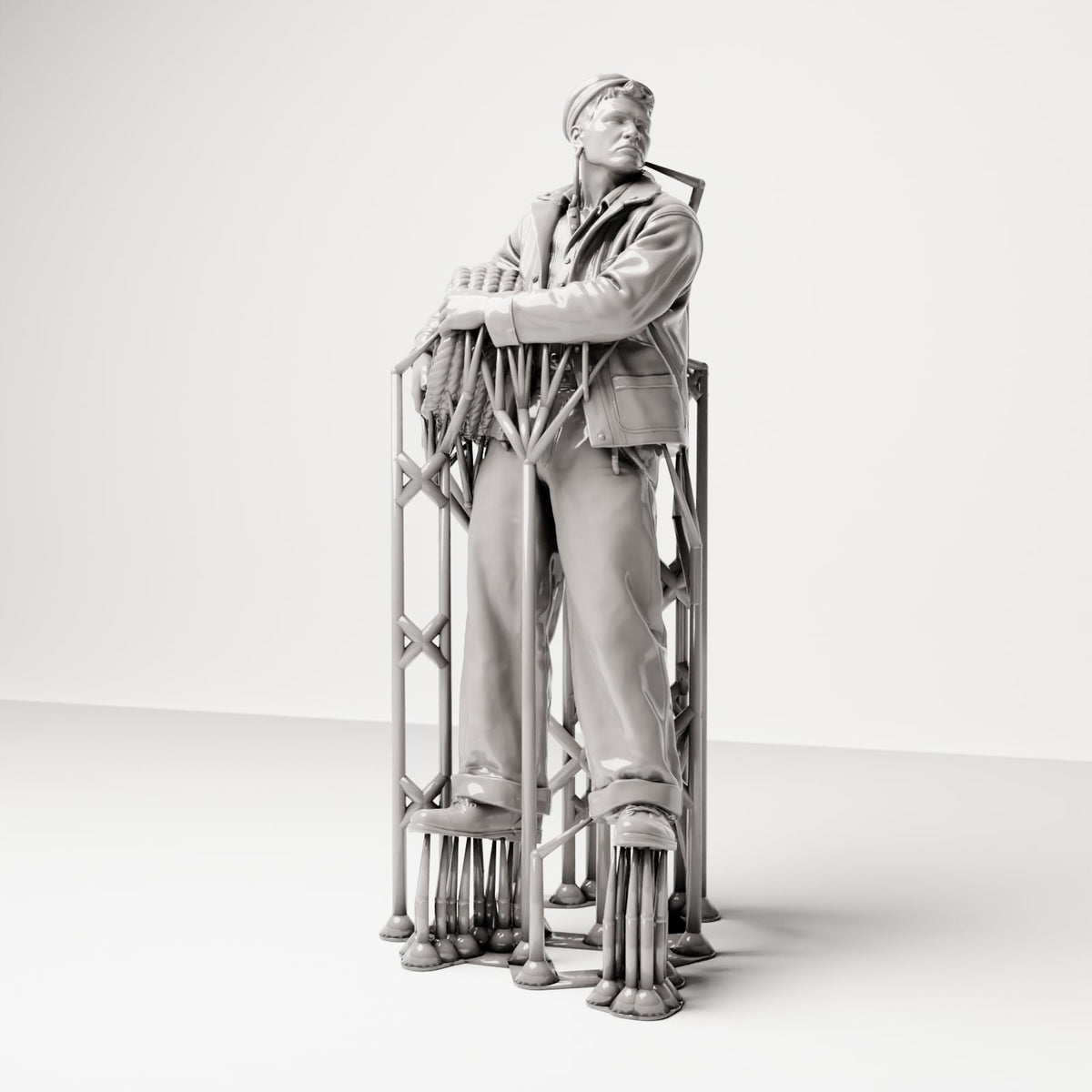 Diorama Modellbau Produktfoto 5: Historische Diorama Figur: Hafenarbeiter mit Taurolle an der Hüfte (sc15)