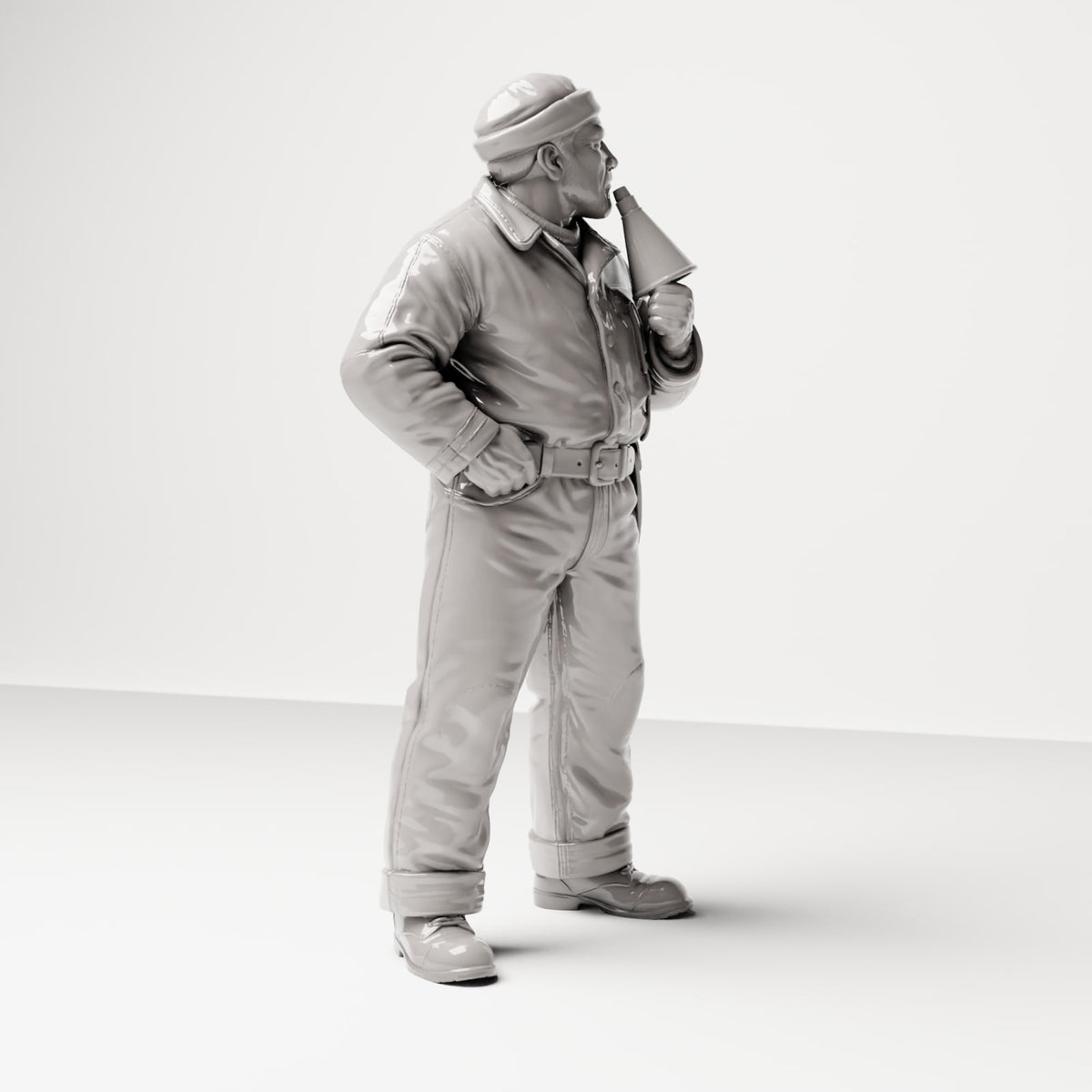 Diorama Modellbau Produktfoto 4: Historische Diorama Figur: Bootsmann mit Sprachrohr der 1920er-1930er Jahre (sc18)