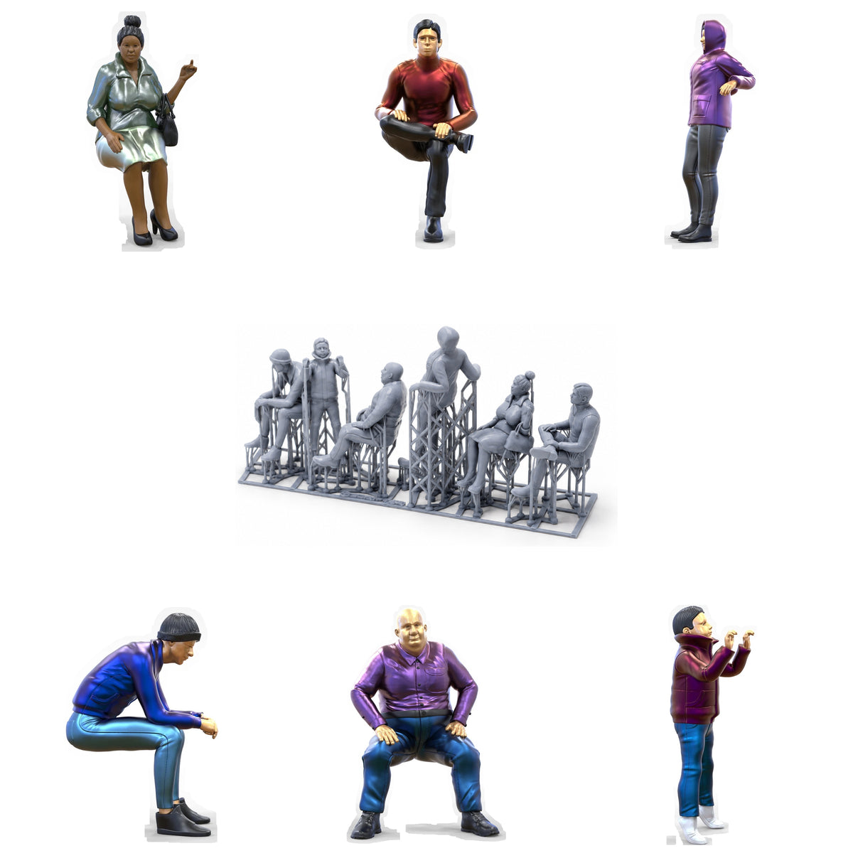 Produktfoto Diorama und Modellbau Miniatur Figur: Zuschauer Set 2, 6 Figuren