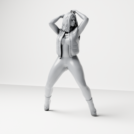 Diorama Modellbau Produktfoto 0: Stehende Figur: Frau im Jumpsuit mit erhobenen Armen (a155)