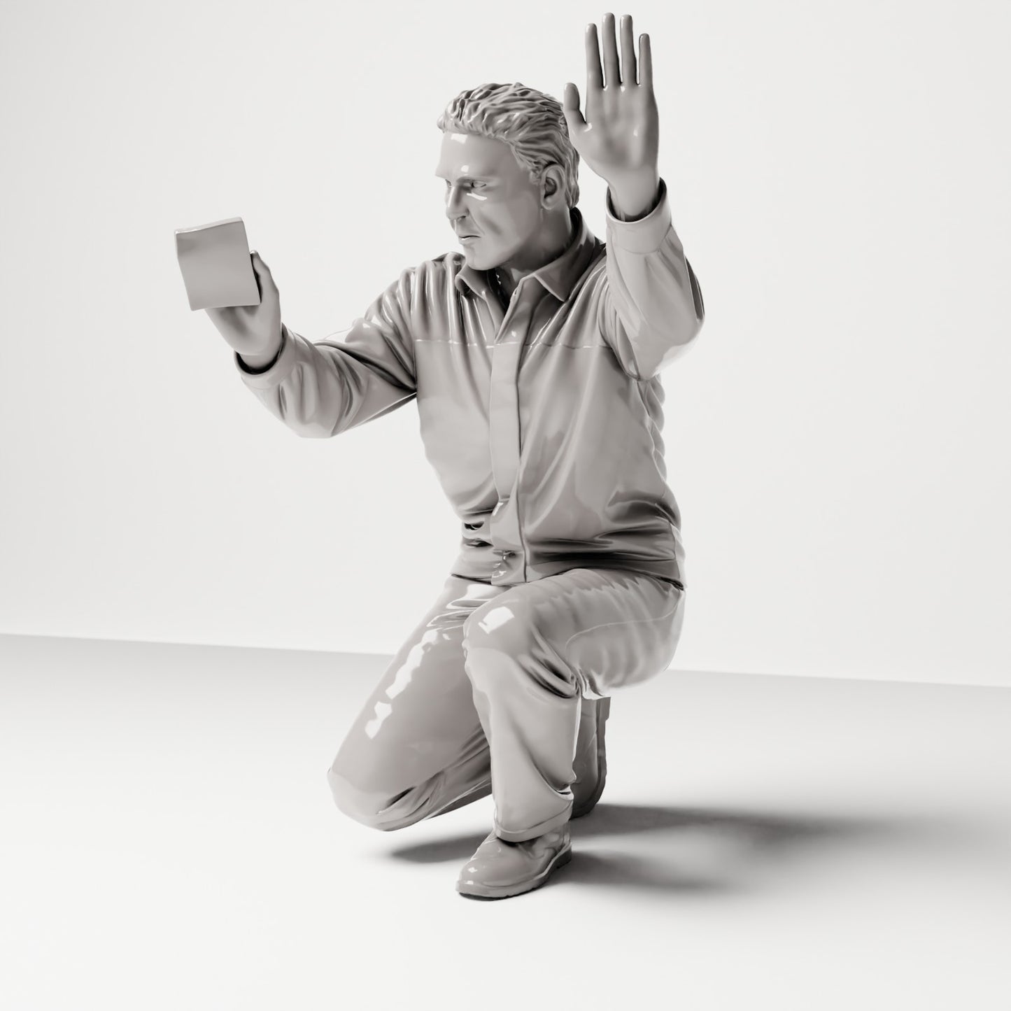 Kniende Figur: Autowäscher mit Schwamm (Ref. Nr. 483) - vollständige Studioansicht 1