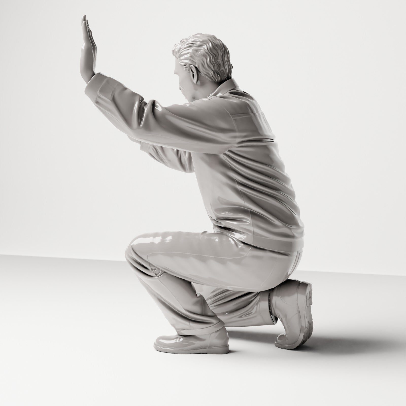 Kniende Figur: Autowäscher mit Schwamm (Ref. Nr. 483) - vollständige Studioansicht 2