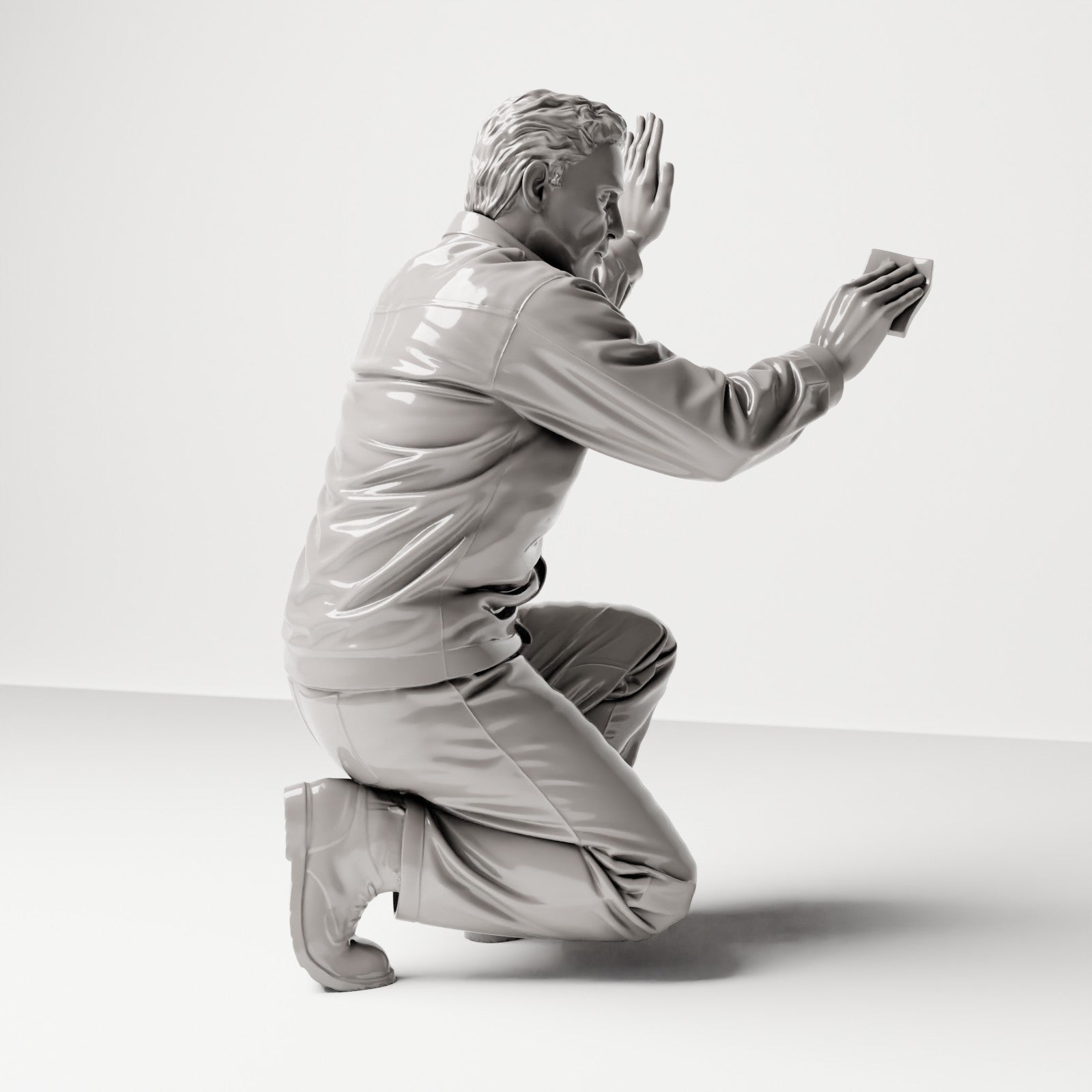 Kniende Figur: Autowäscher mit Schwamm (Ref. Nr. 483) - vollständige Studioansicht 4