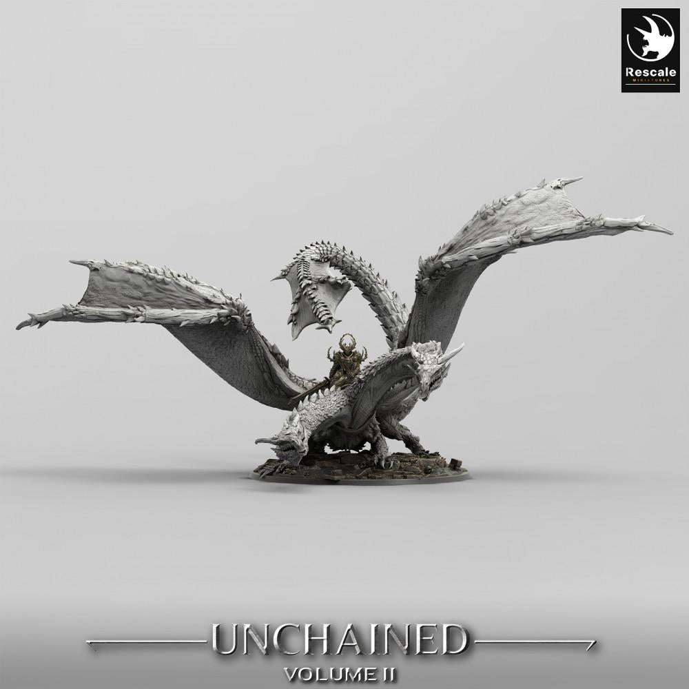 Produktfoto Tabletop 28mm Lord of the Print (LotP) 0: Tabletop Miniatur: Zweiköpfiger Drache mit Reiter, Drachenlord, Hydra-Wyrm, Monster-Reittier Bialmuth (24_05_W)
