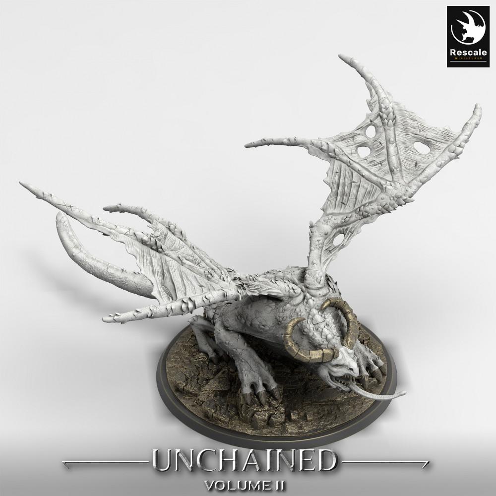 Produktfoto Tabletop 28mm Lord of the Print (LotP) 0: Tabletop Miniatur: Dämonische geflügelte Bestie, Knochen-Gargoyle, Untotes Bossmonster (Winged Horror) (24_05_H5)
