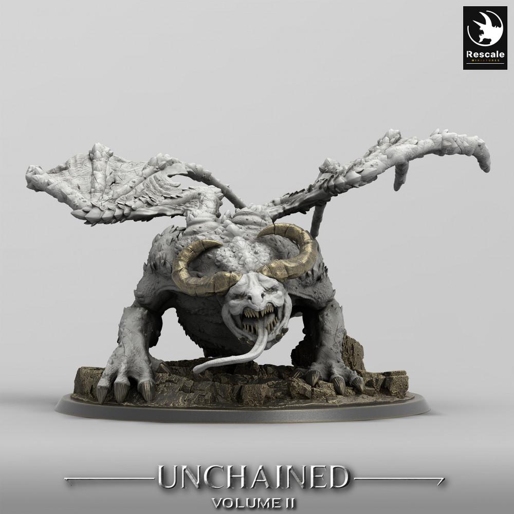 Produktfoto Tabletop 28mm Lord of the Print (LotP) 0: Tabletop Miniatur: Geflügelte Dämonenbestie, Gargoyle-Lord - Abgrundkreatur, Bossmonster, Großkreatur (24_05_H6)