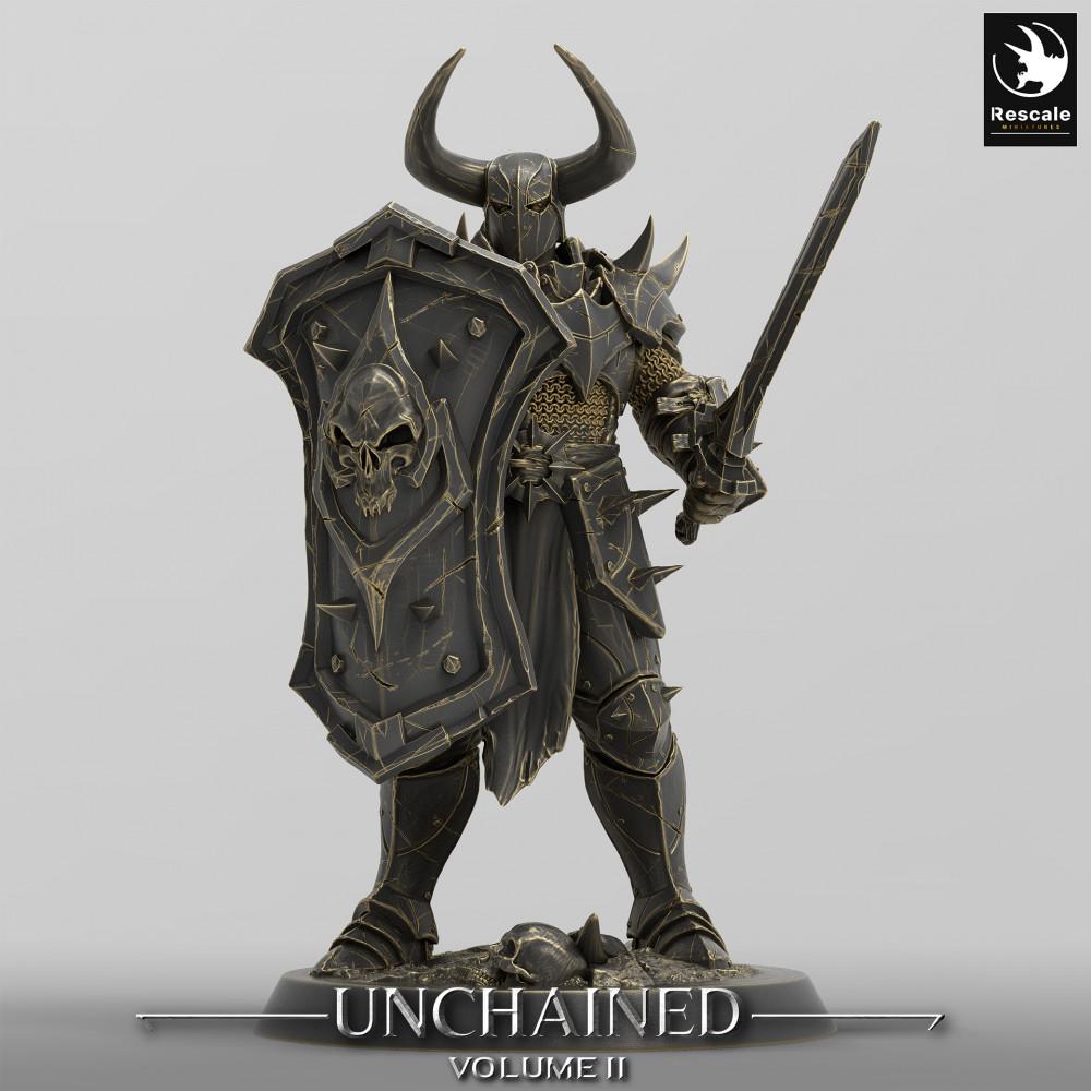 Produktfoto Tabletop 28mm Lord of the Print (LotP) 0: Tabletop Miniatur: Dunkler Ritter / Höllenritter, Schwert-und-Schild-Krieger, Verfluchter Paladin (24_05_E17)