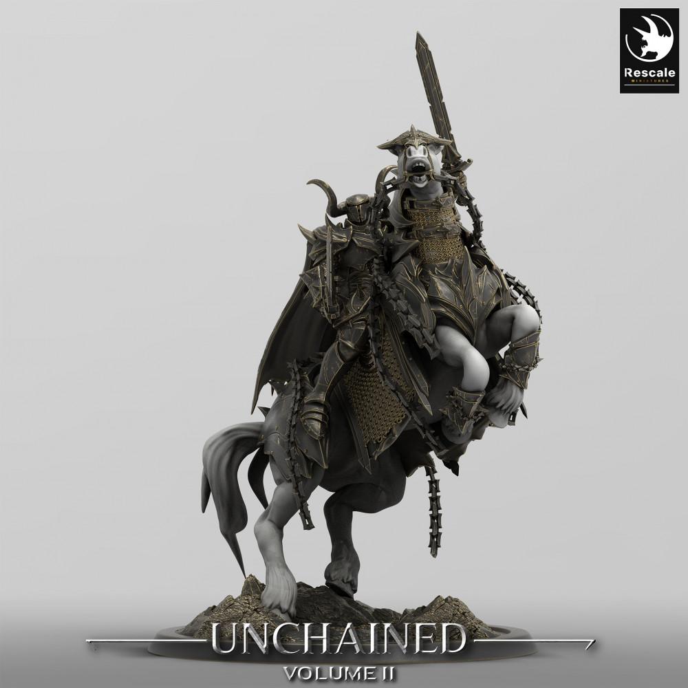 Produktfoto Tabletop 28mm Lord of the Print (LotP) 0: Tabletop Miniatur: Dunkler Ritter auf Streitross - Todesritter / Death Knight, Kavallerie‑Champion, Armee‑Anführer (24_05_N)