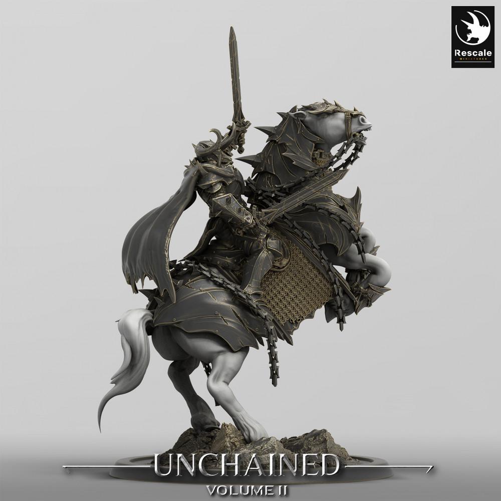 Produktfoto Tabletop 28mm Lord of the Print (LotP) 0: Tabletop Miniatur: Dunkler Ritter auf Streitross - Todesritter / Death Knight, Kavallerie‑Champion, Armee‑Anführer (24_05_N)