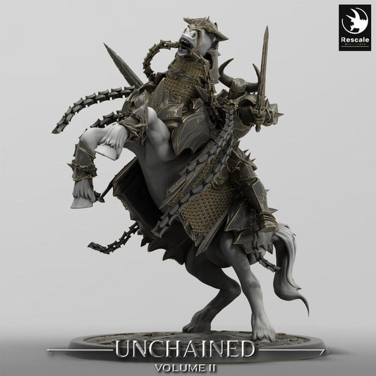 Produktfoto Tabletop 28mm Lord of the Print (LotP) 0: Tabletop Miniatur: Dunkler Paladin auf steigendem Streitross - Höllenritter / Verfluchter Kavallerist, Elite-Kavallerie Reiterfigur (24_05_T)