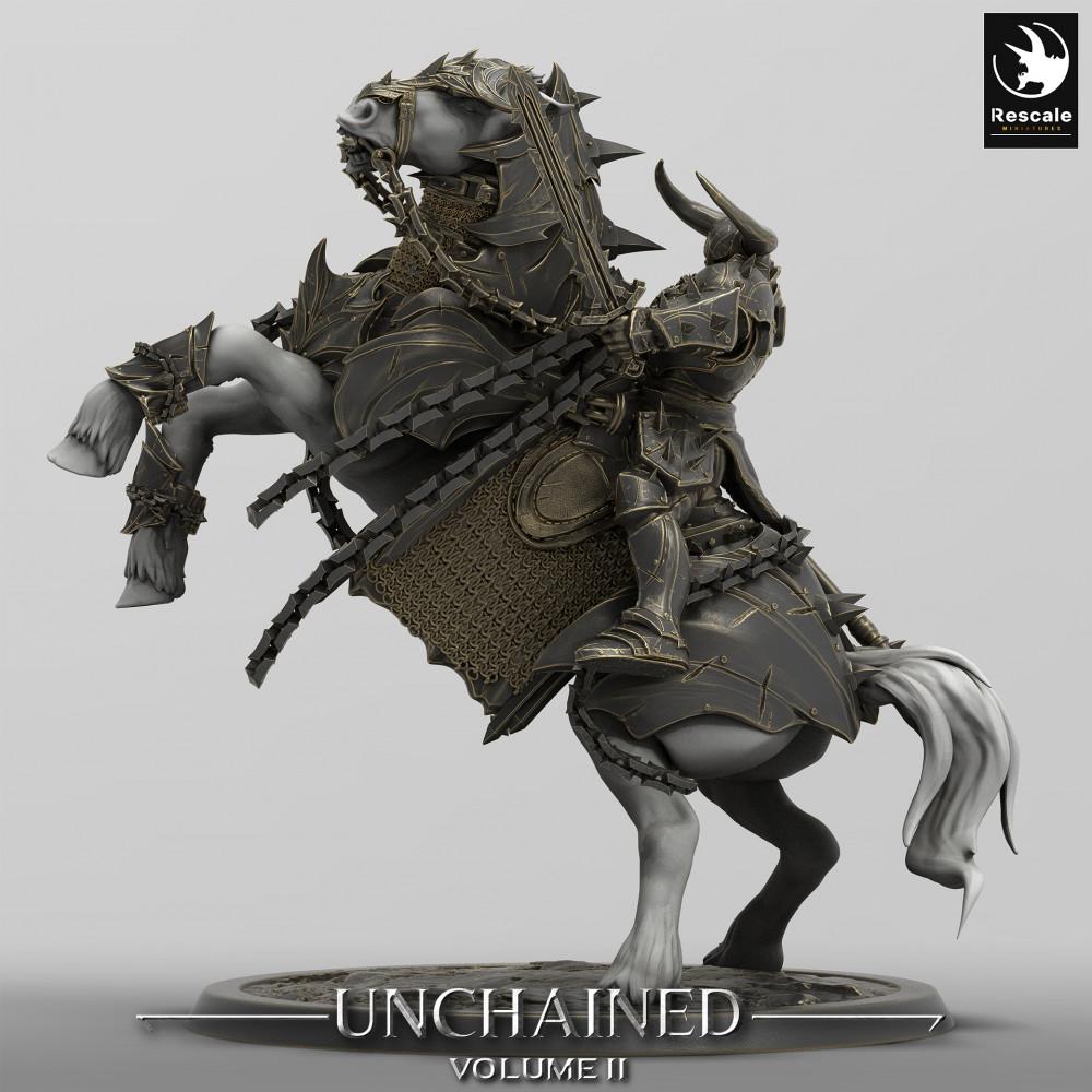 Produktfoto Tabletop 28mm Lord of the Print (LotP) 0: Tabletop Miniatur: Dunkler Paladin auf steigendem Streitross - Höllenritter / Verfluchter Kavallerist, Elite-Kavallerie Reiterfigur (24_05_T)