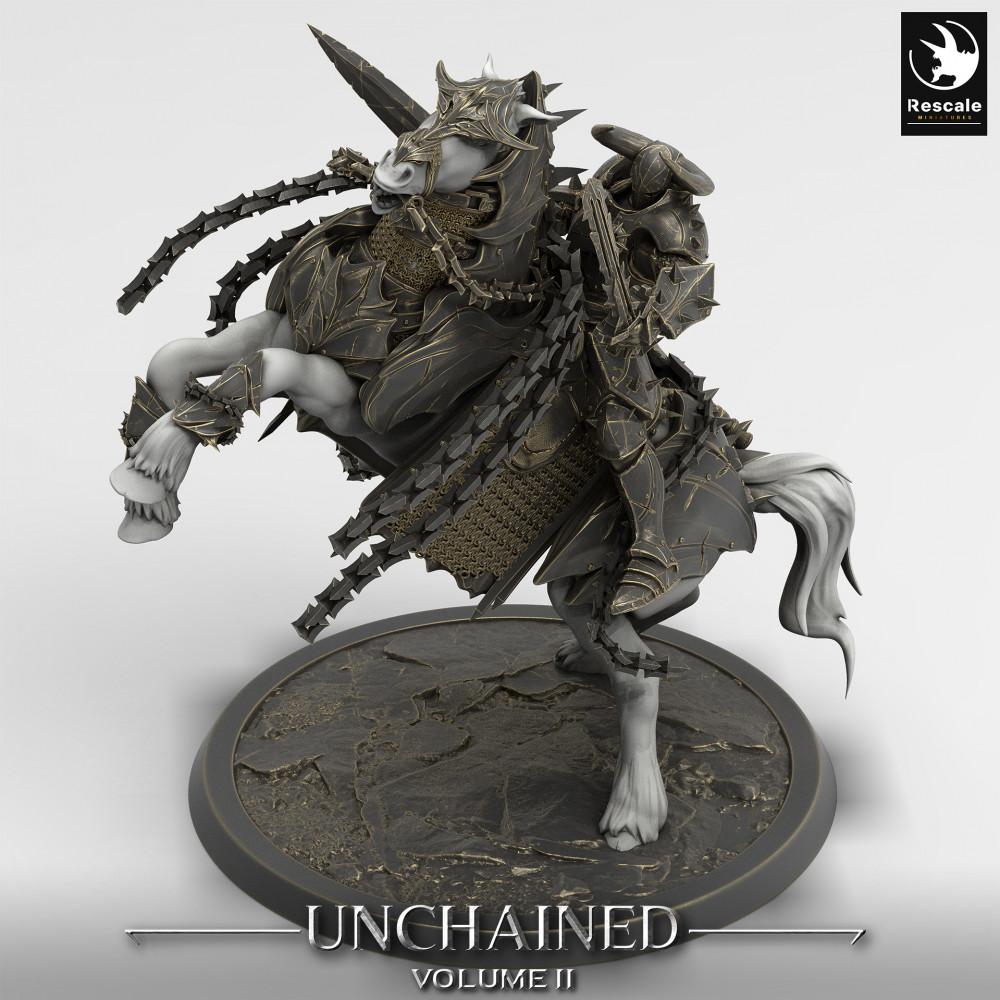 Produktfoto Tabletop 28mm Lord of the Print (LotP) 0: Tabletop Miniatur: Dunkler Paladin auf steigendem Streitross - Höllenritter / Verfluchter Kavallerist, Elite-Kavallerie Reiterfigur (24_05_T)
