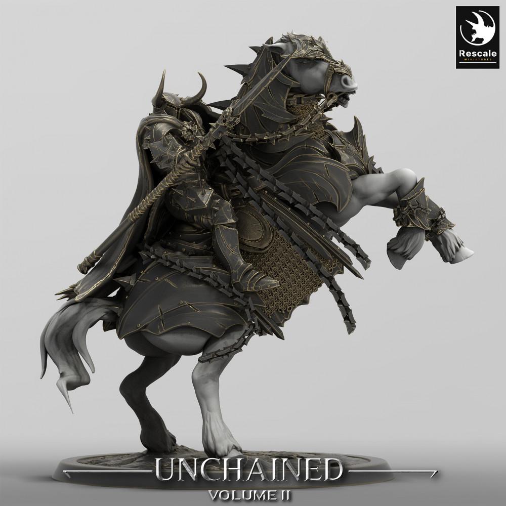 Produktfoto Tabletop 28mm Lord of the Print (LotP) 0: Tabletop Miniatur: Dunkler Ritter auf bäumendem Kriegspferd - Todesritter / Death Knight, Lanzenreiter, Kavallerie-Kommandant (24_05_P)