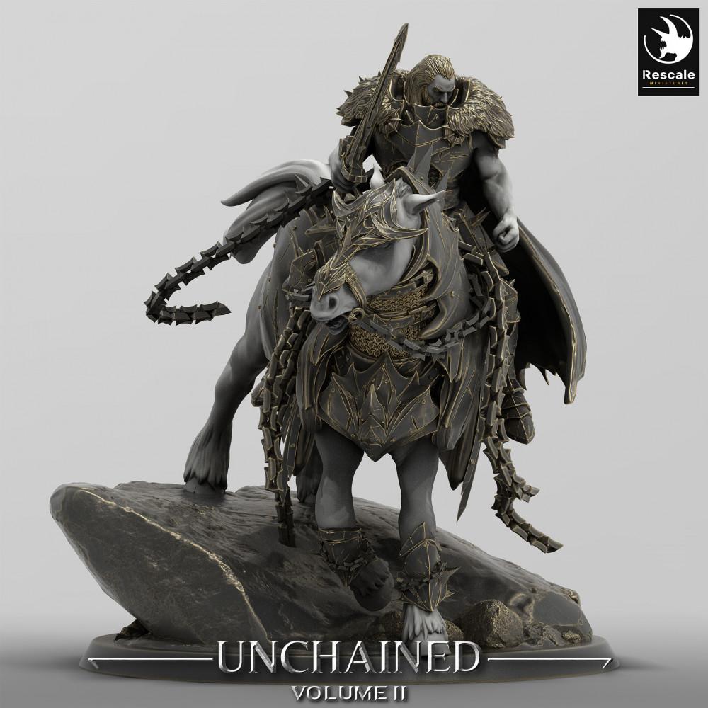 Produktfoto Tabletop 28mm Lord of the Print (LotP) 0: Tabletop Miniatur: Dunkler Ritter / Death Knight auf gepanzertem Streitross - Reiterfigur mit Zweihänder und Kettenwaffe, Anführer der dunklen Kavallerie (24_05_M)