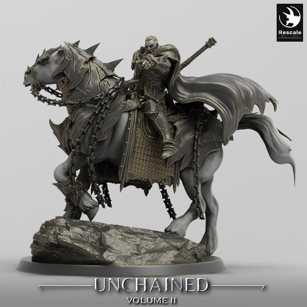 Produktfoto Tabletop 28mm Lord of the Print (LotP) 0: Tabletop Miniatur: Dunkler Paladin zu Pferd, Todesritter, Chaos-Kavallerist, Reiter-Anführer (24_05_O)