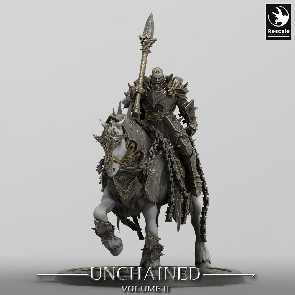 Produktfoto Tabletop 28mm Lord of the Print (LotP) 0: Tabletop Miniatur: Berittener Dunkler Paladin, Todesritter Lanzenreiter auf gepanzertem Streitross, Dread Knight schwere Kavallerie (24_05_Q)