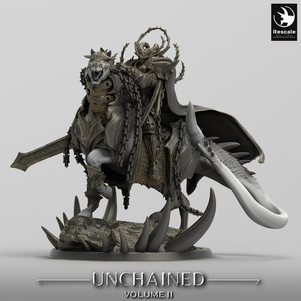 Produktfoto Tabletop 28mm Lord of the Print (LotP) 0: Tabletop Miniatur: Untoter Kriegsherr, Todesritter auf dämonischem Reittier - Dark Rider, Wyrmreiter, Knochenkönig (24_05_V)