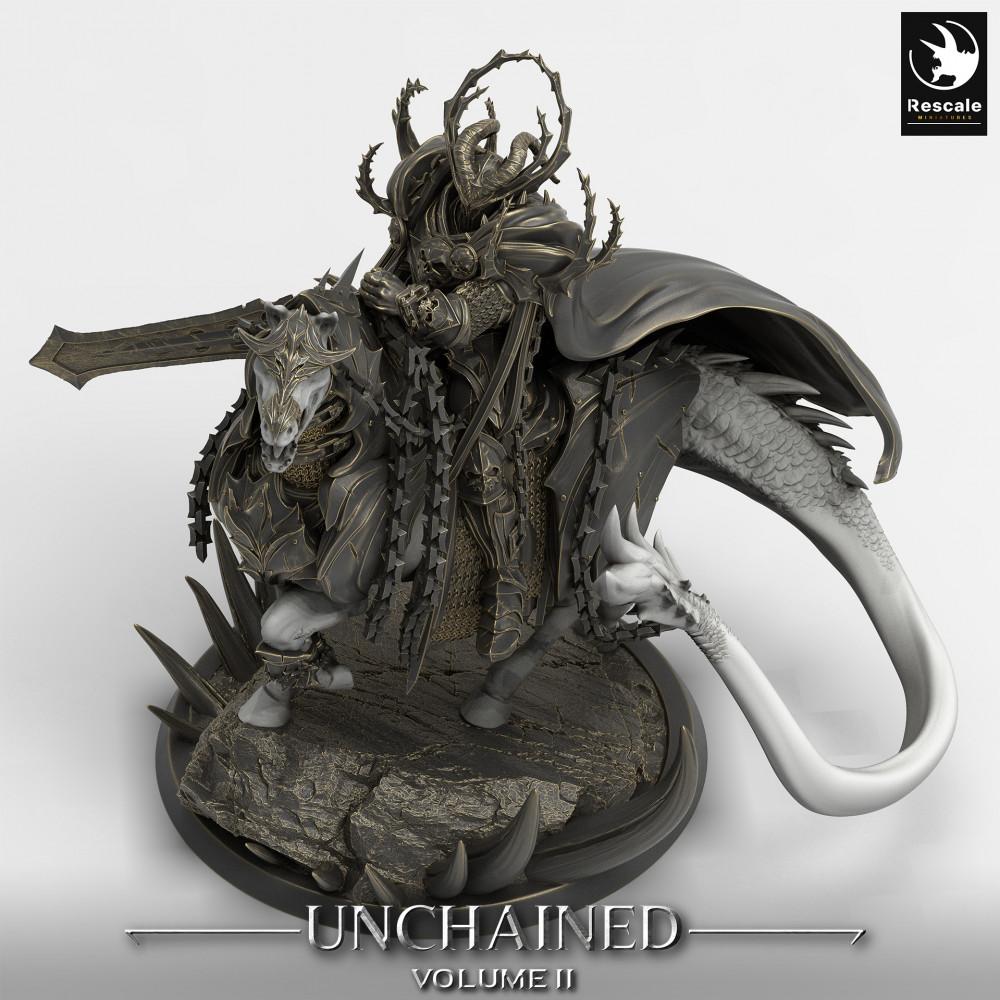 Produktfoto Tabletop 28mm Lord of the Print (LotP) 0: Tabletop Miniatur: Untoter Kriegsherr, Todesritter auf dämonischem Reittier - Dark Rider, Wyrmreiter, Knochenkönig (24_05_V)