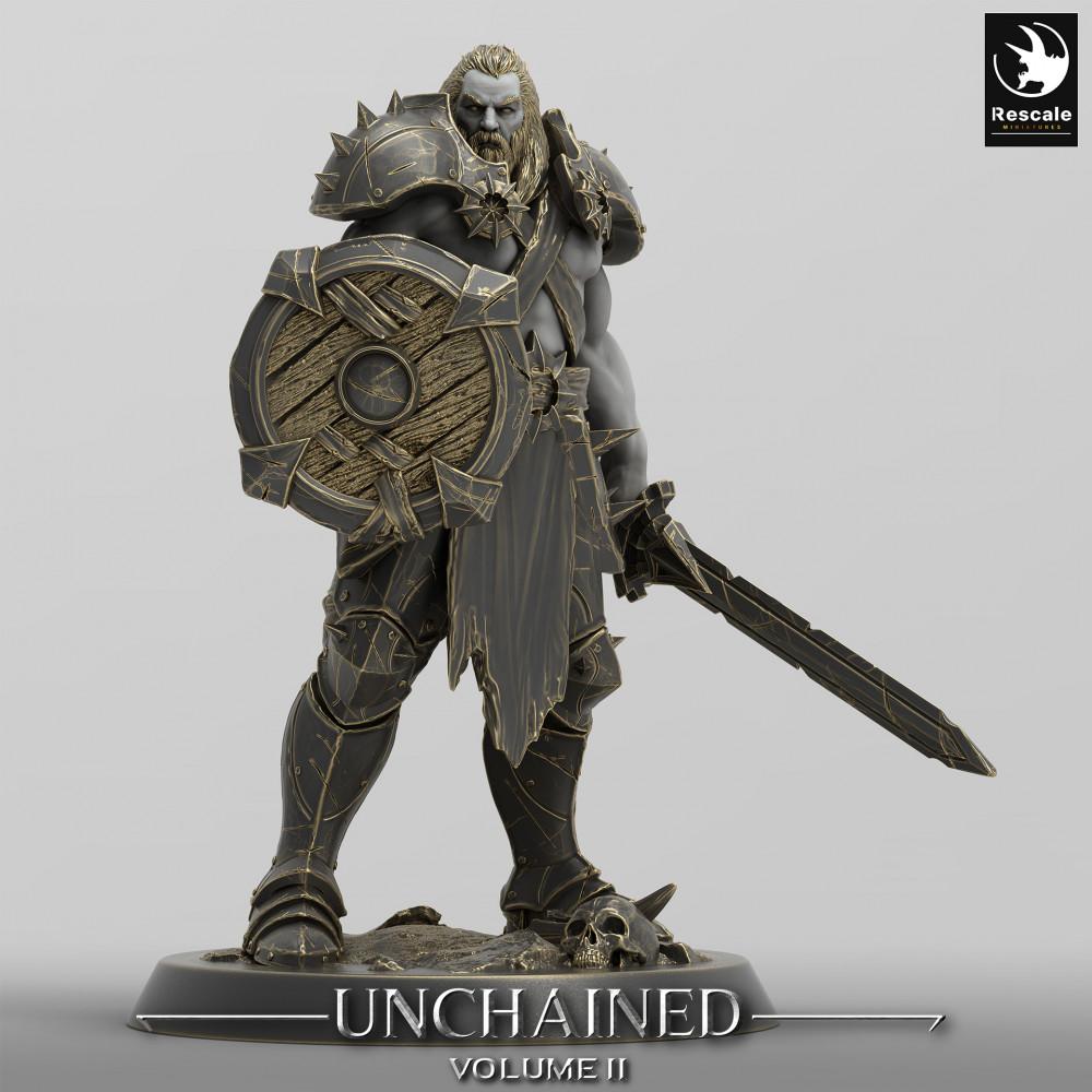 Produktfoto Tabletop 28mm Lord of the Print (LotP) 0: Tabletop Miniatur: Nordischer Schildkrieger, Barbar Warlord mit Breitschwert (24_05_C16)