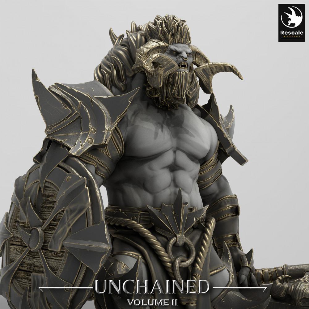 Produktfoto Tabletop 28mm Lord of the Print (LotP) 0: Fantasy Figur: Löwenmensch Bestienkrieger mit Axt und Rundschild, Champion und Anführer (24_05_G3)
