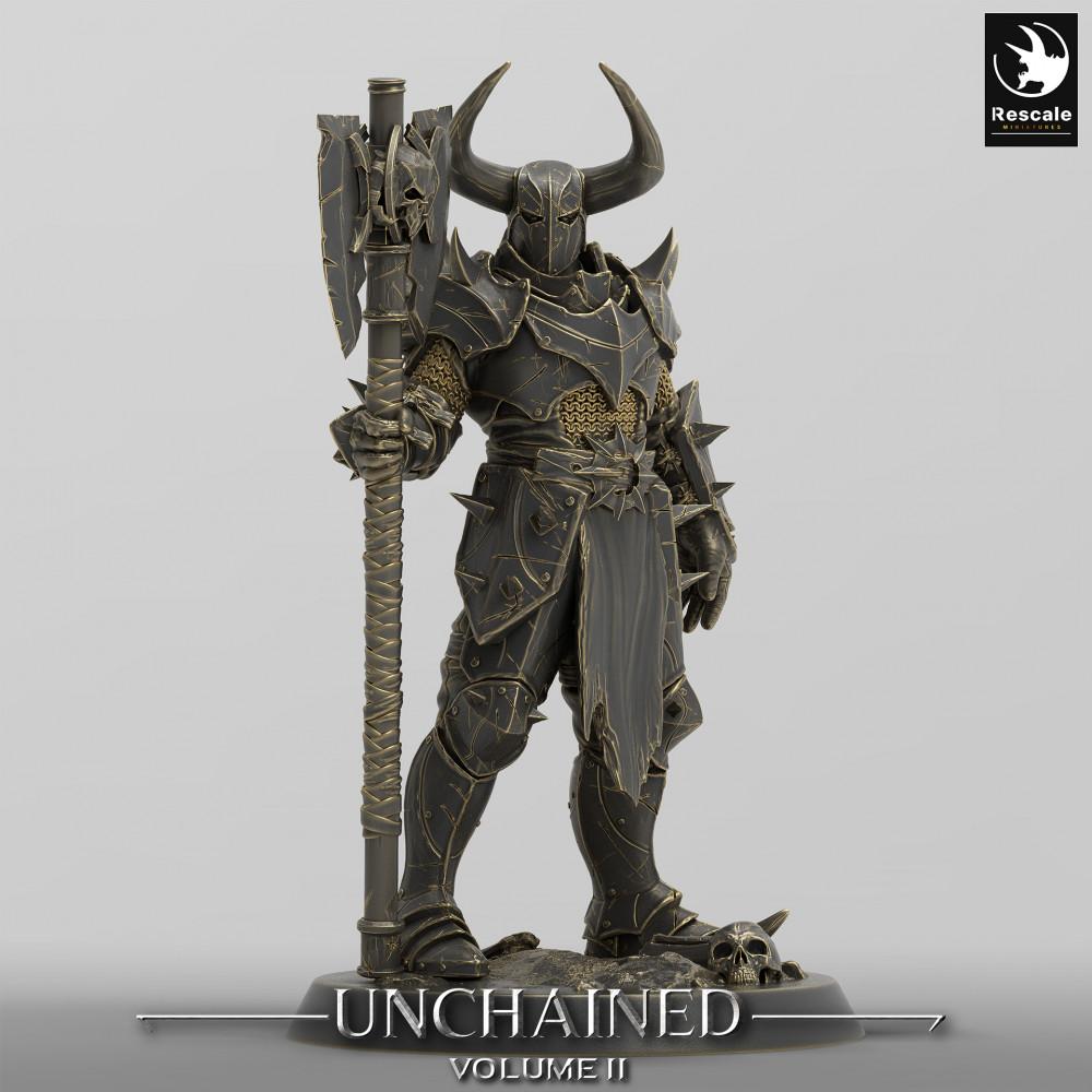 Produktfoto Tabletop 28mm Lord of the Print (LotP) 0: Tabletop Miniatur: Dunkler Ritter / Finsterer Paladin - Zweihand-Axtkämpfer, Kriegschampion und Anführer (24_05_E5)