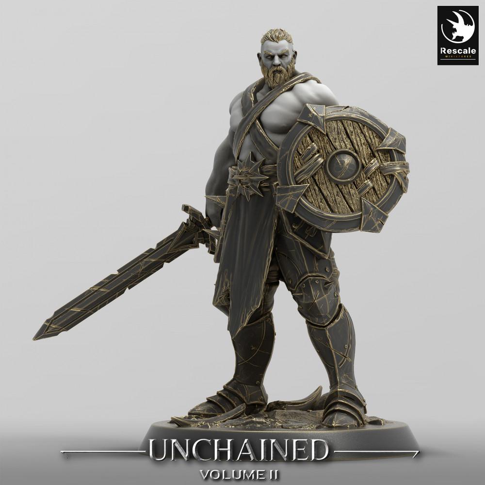 Produktfoto Tabletop 28mm Lord of the Print (LotP) 0: Tabletop Miniatur: Barbarischer Schildkrieger, Nordkrieger mit Rundschild und Breitschwert (24_05_C17)
