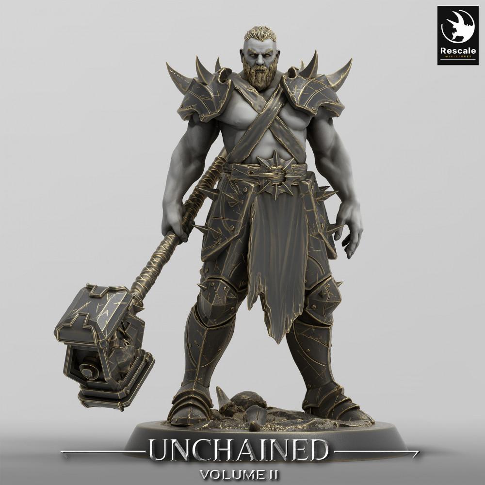 Produktfoto Tabletop 28mm Lord of the Print (LotP) 0: Tabletop Miniatur: Hammerkrieger mit Zweihandhammer, Dunkler Paladin, Barbar, Runenkrieger, Warlord (24_05_C11)