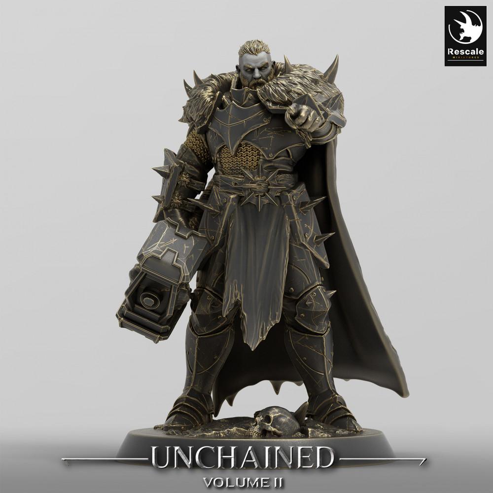 Produktfoto Tabletop 28mm Lord of the Print (LotP) 0: Tabletop Miniatur: Dunkler Paladin Warlord, Ritterkommandant mit Zweihand‑Kriegshammer, Armeeanführer (24_05_D10)