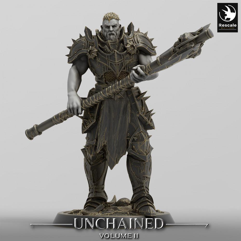 Produktfoto Tabletop 28mm Lord of the Print (LotP) 0: Tabletop Miniatur: Dunkler Ritter Warlord mit Zweihand-Kriegshammer, schwer gerüsteter Kommandant und Frontkämpfer (24_05_F10)